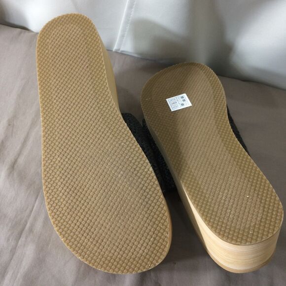 Cali By Skechers Luxe Foam Wedge Slide Sandals Black Raffia Size 11 New - Picture 6 of 8